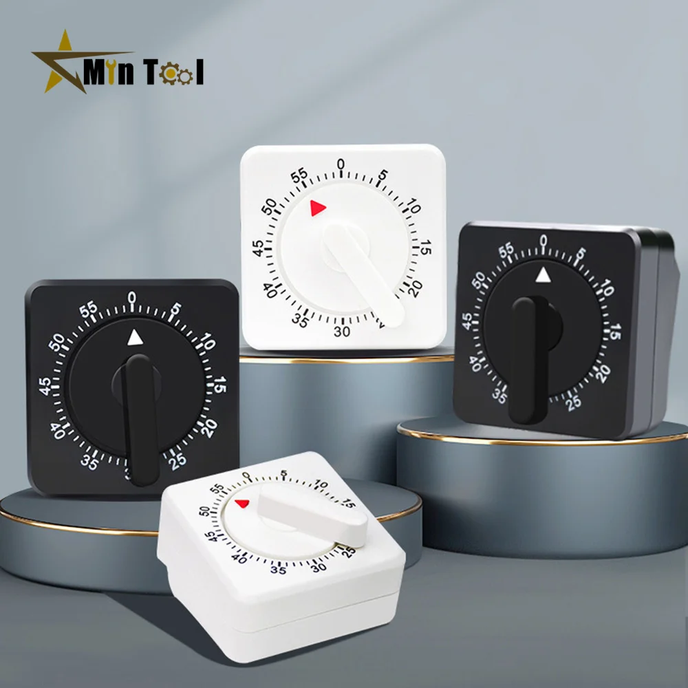 

60 Minutes Kitchen Timer Count Square Cooking Up Alarm Sleep Temporizador Clock Mechanical Stopwatch Alarm Down Office Meeting