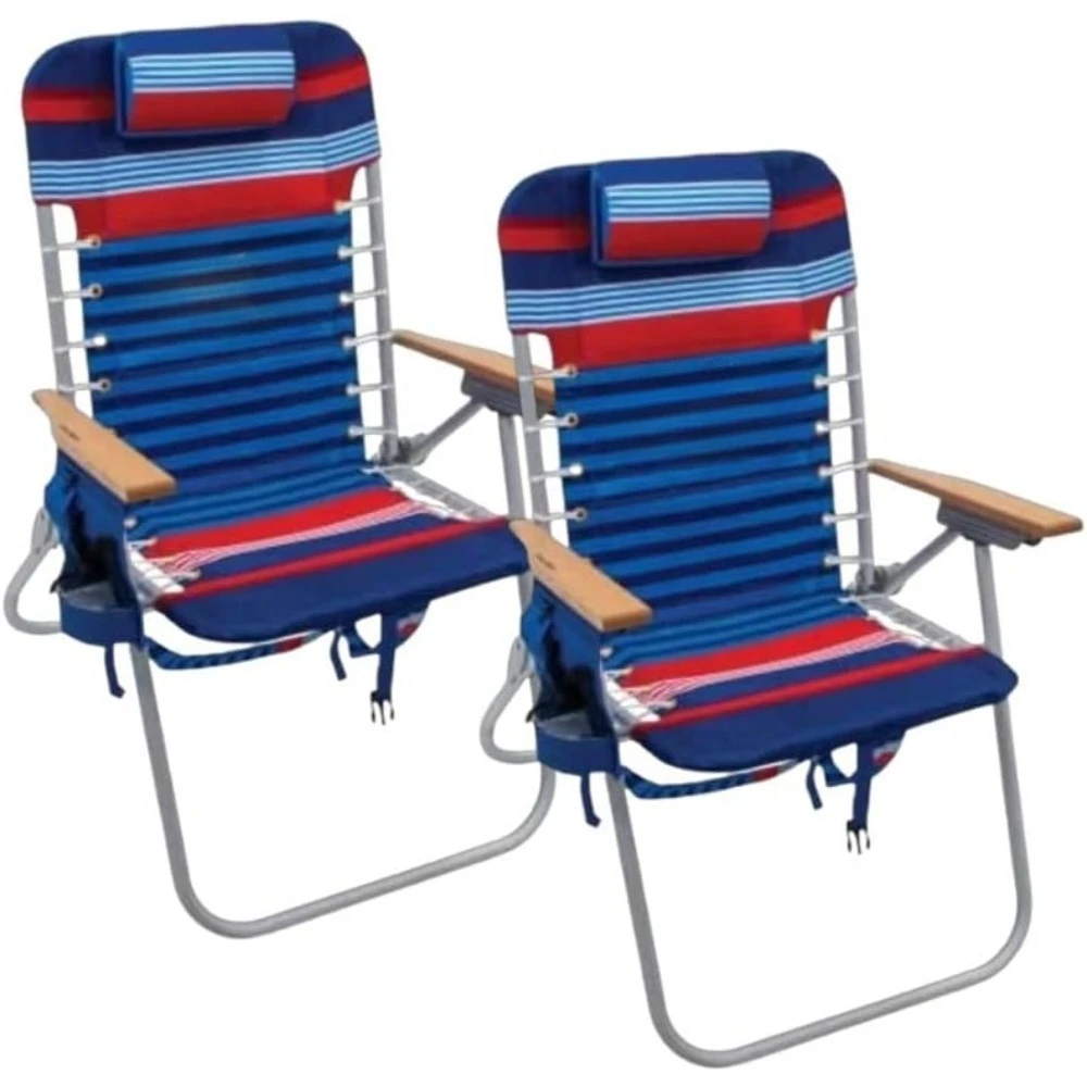 

17" Seat Height 4-position Lace-up Suspension Folding Beach Backpack Chair, 2-pack,