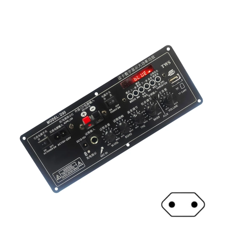 Placa amplificadora auditiva sem fio D90 2 canais para carro auditivo doméstico