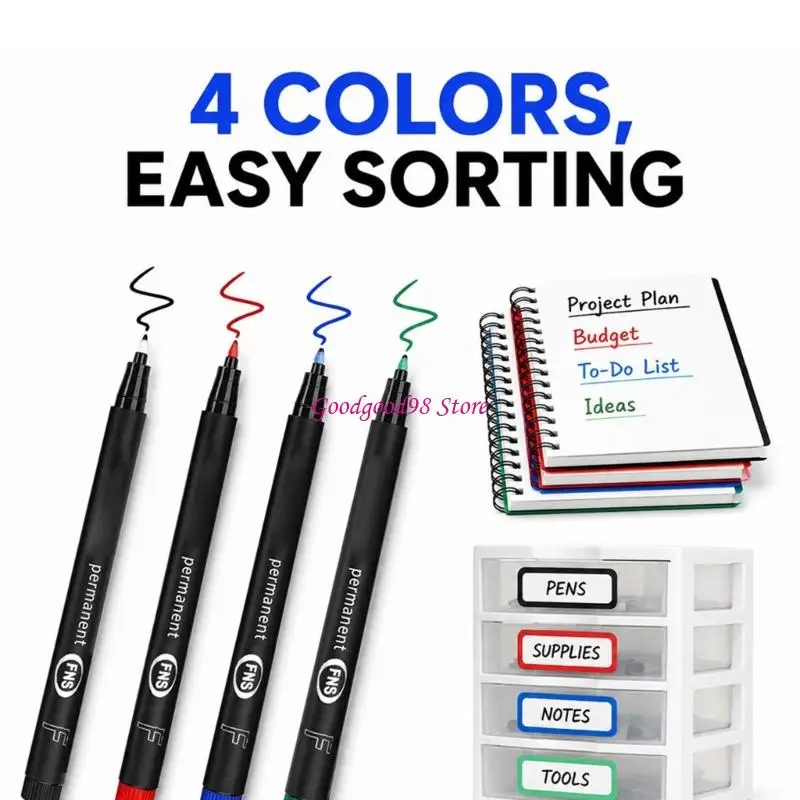 Labeling Markers 1.0 mm Fine Tip 10 Count Permanent Marker Set for Files, Office Caddies, Labels and Home Storage 