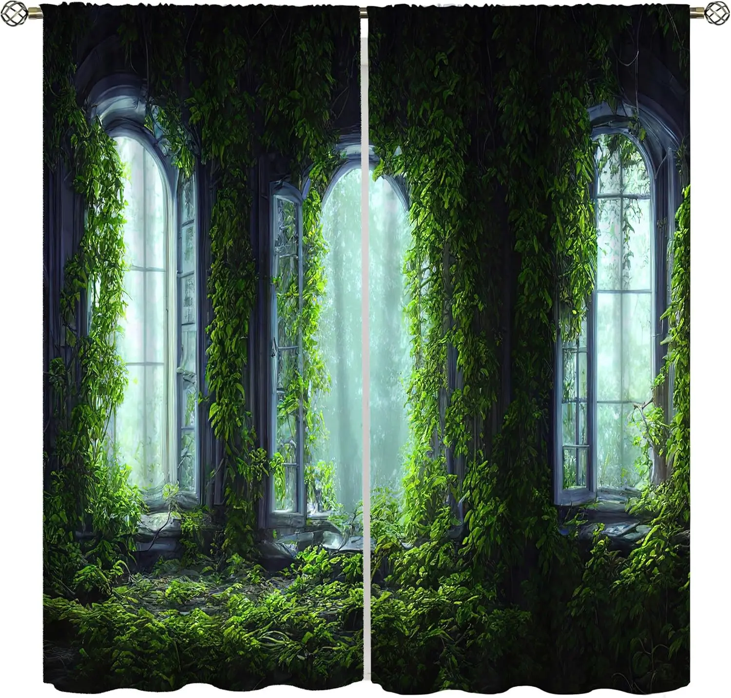 

Magic Forest Mushroom Curtains Fairyland Fantasy Forest Window Treatment,Dreamy Mushroom Rod Pocket Darkening Room Drapes for Be