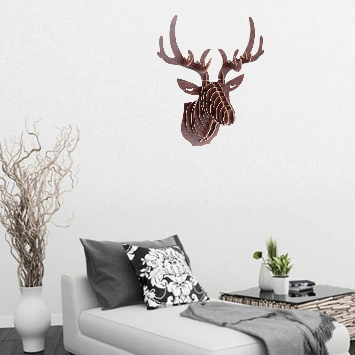 

Wooden Elk Head Indoor Wall Hanging Home Animal Decoration Heads Deer