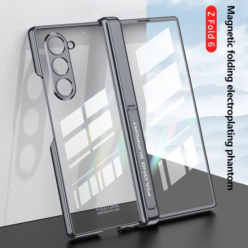 

Magnetic Folding Electroplating Phantom Clear Transparent Protective Case Cover For Samsung Galaxy Z Fold 6 ZFold6 Fold6 5G