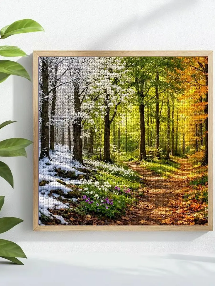 1 Stück 30x30 cm/11,8 Zoll Vier Jahreszeiten Gestempeltes Kreuzstich-Set DIY-Kit 11/14/16CT DIY-Stickset Kreuzstich-Set – Detail 1
