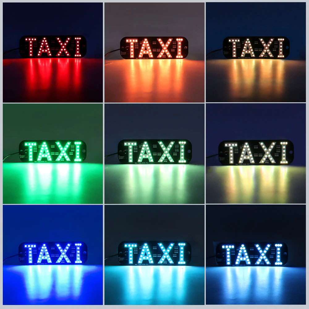 1set RGB LED Sign Decor,colorful Taxi Flashing Hook on Car Window with USB Inverter Taxi Light