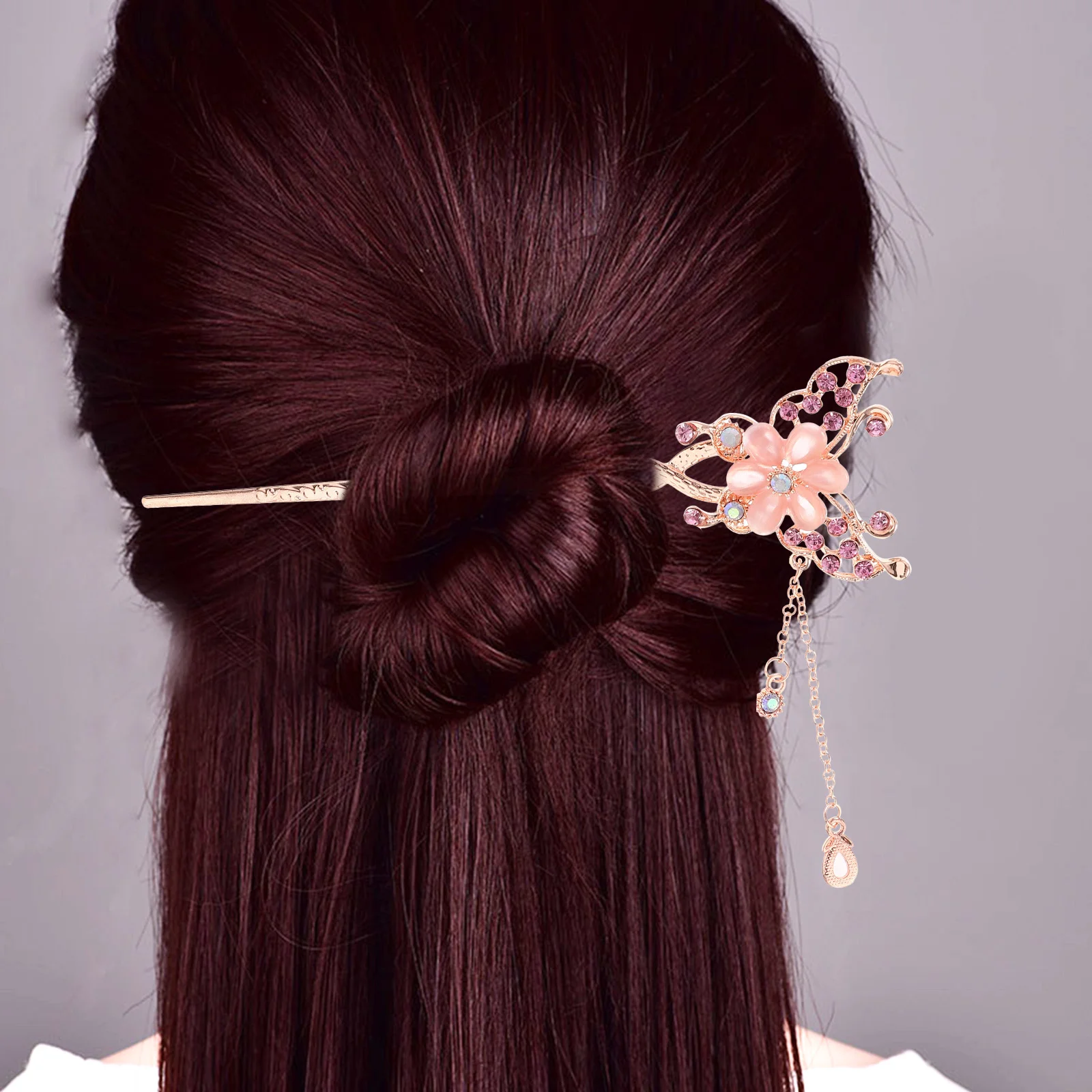 

3 шт., китайские цветочные палочки для волос, заколки с кисточками для ханьфу, вечерние длинные волосы, булочка, аксессуары для укладки