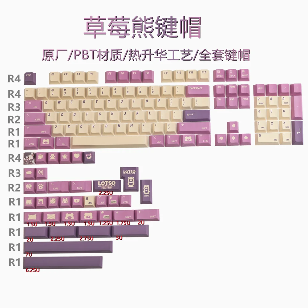 

141 Keys/set Lotso Theme Keycap PBT Dye Sublimation Key Caps Cherry Profile Keycaps With ISO Enter 7U Spacebar For HHKB ANNE