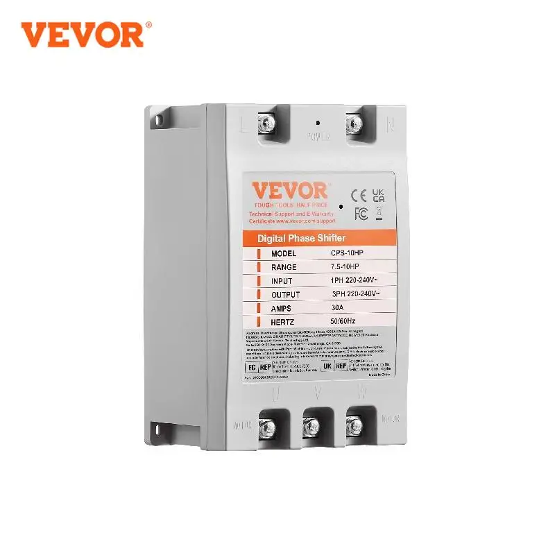 VEVOR Digital Converter 5/7.5/10HP Single Phase to 3 Phase Converter Digital Phase Shifter for Residential Light Commercial Use