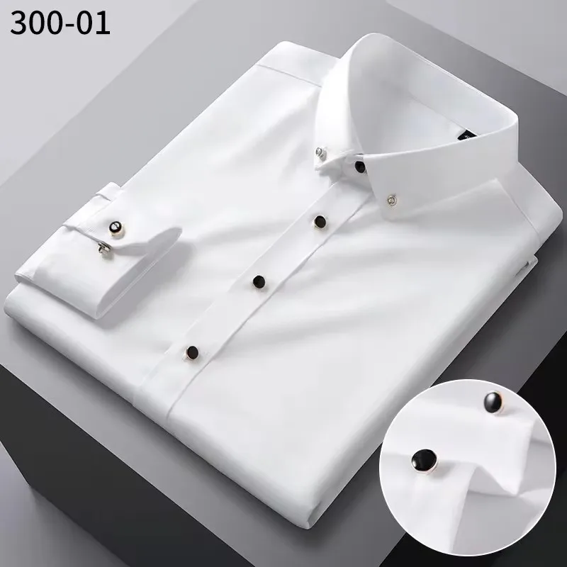 5XL Men Shirts Long Sleeve Groom's Best Suit Shirt Men's Korean Style Diamond Button Work Shirts Men Long Sleeve Business Casual
