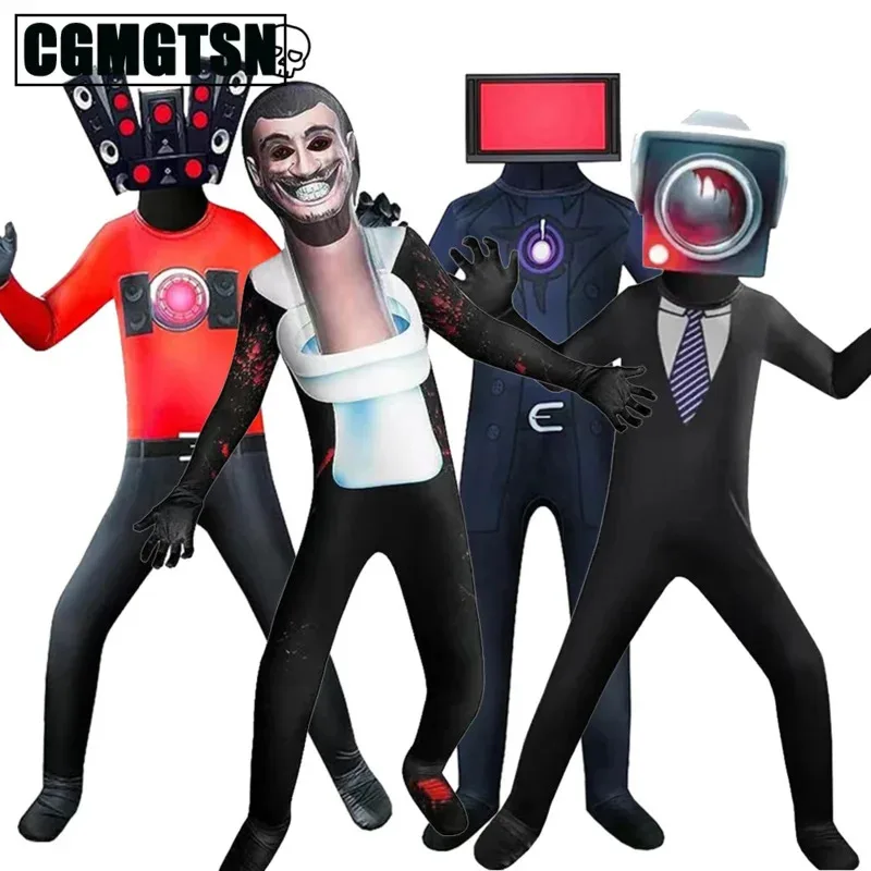 

Cgmgtsn skibidi toilet cosplay costume game speaker Man TV man camcorsac cosplay jumpsuit mask Halloween for kids adults