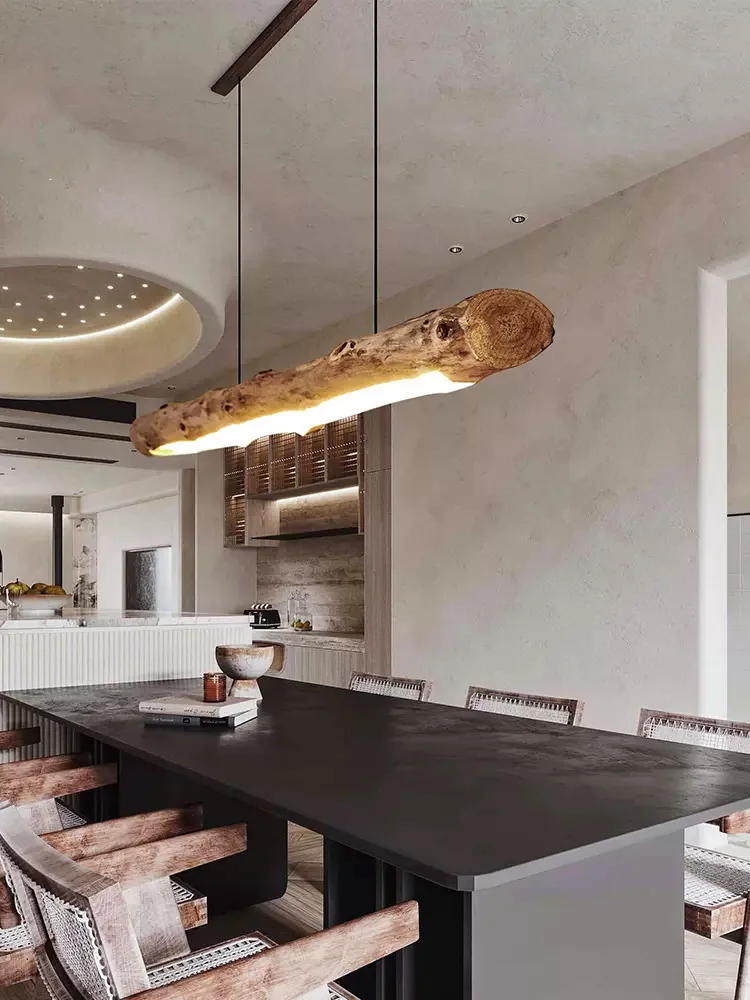 

LED Wood Pendant Lights Resin Simulated Wood Japanese Style Light Kitchen Dining Room Hang Lamp Loft Indoor Decoration Lighting