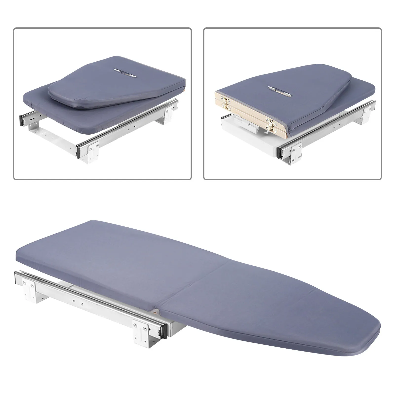 Tabla de Planchar Plegable Gris Moderna y Sencilla con 180 Grados de Inclinación °   Tabla de Planchar Plegable con Rotación Libre y Extracción, Estructura Metálica