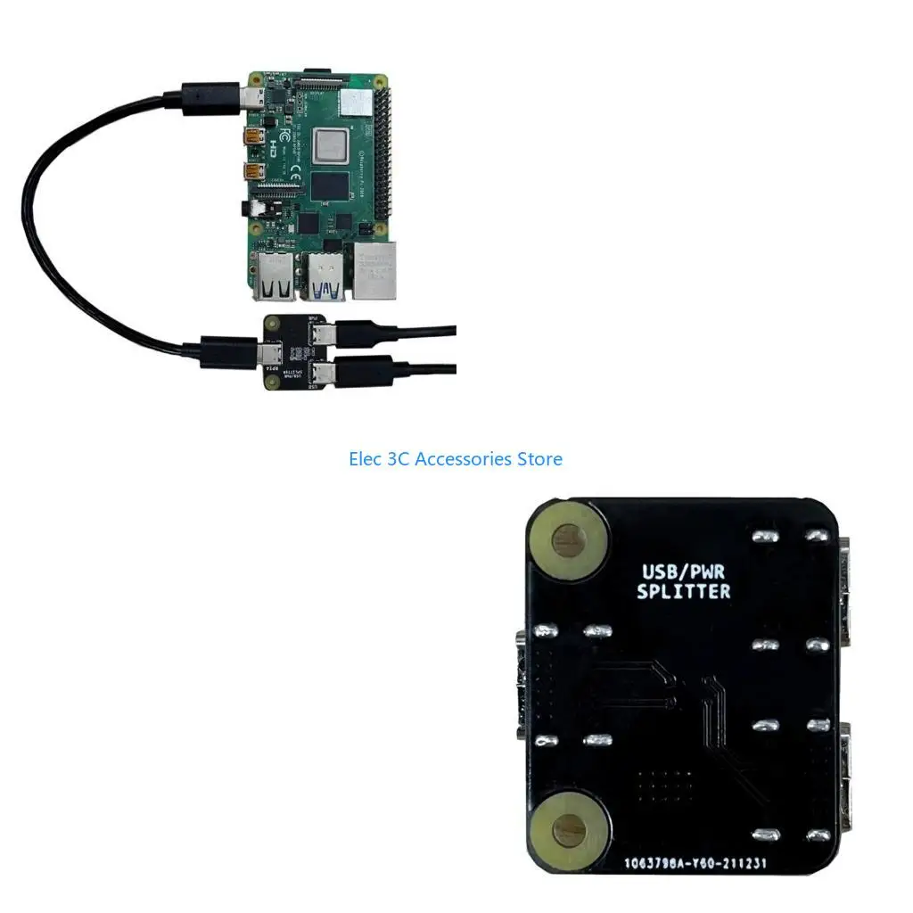 Y51A Portable USB/Power Splitter for RPI BliKVM PiKVM TypeC Power Distributor 3 TypeC