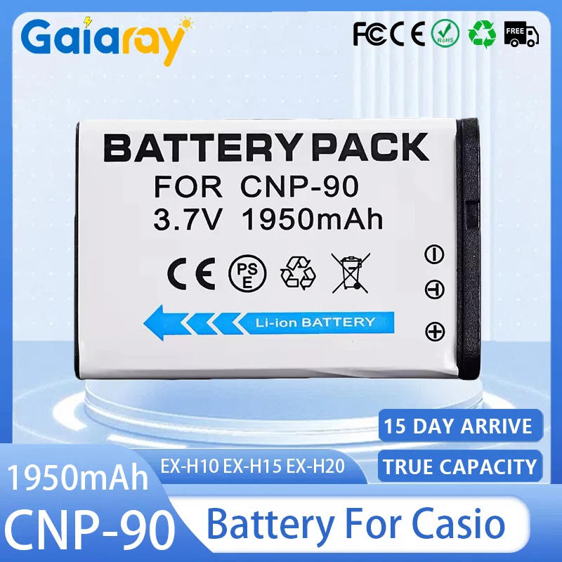 Batería de cámara CNP-90 3,7 V 1950mAH CNP90 batería recargable para Casio EX-H10 EX-H15 EX-H20 EX-FH100 baterías para cámaras digitales