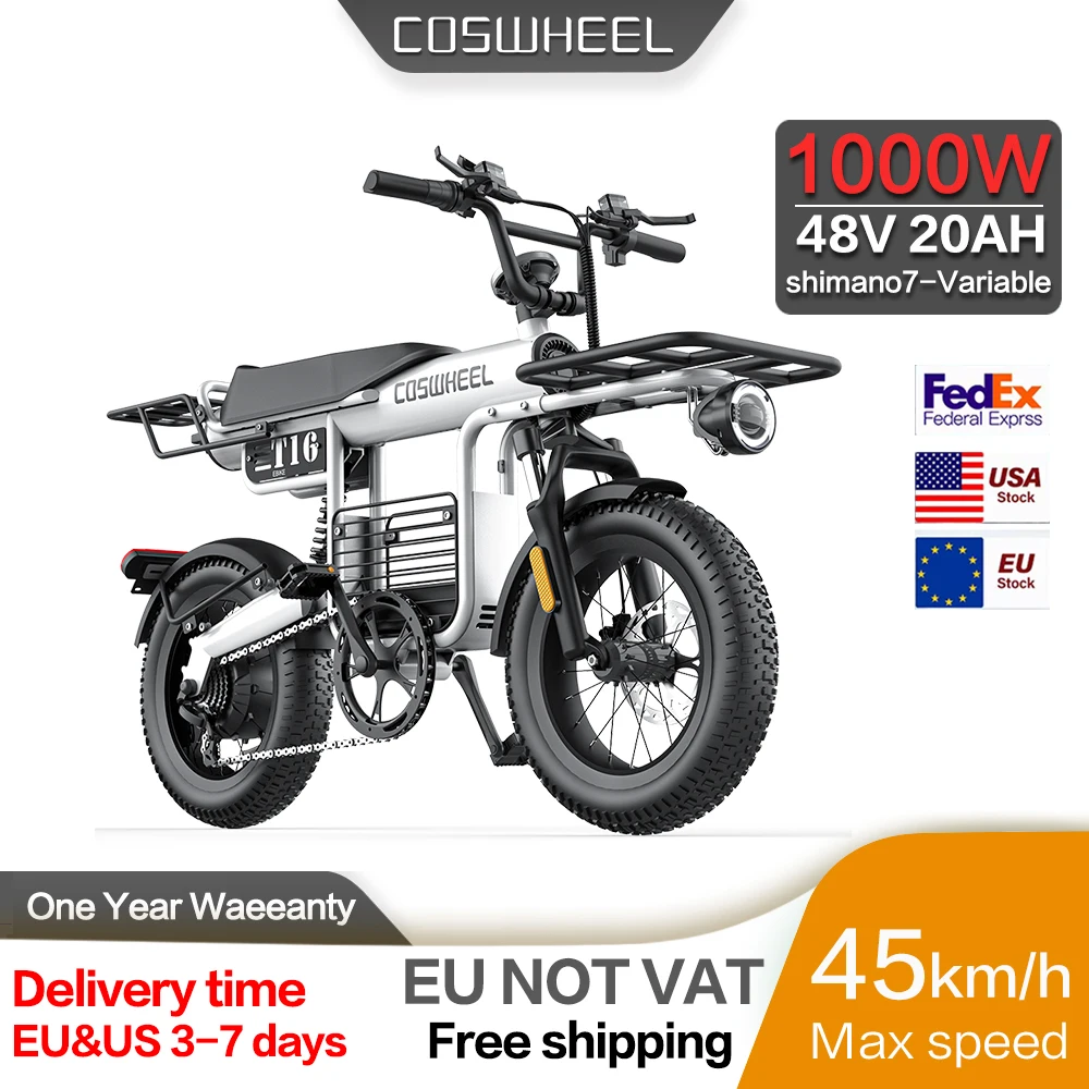 EU Stock T16 Electric Bike 48V 20AH 1000W Electric Bicycle Adult Bicycle Motorcycle City Off Road Commuter Rbike