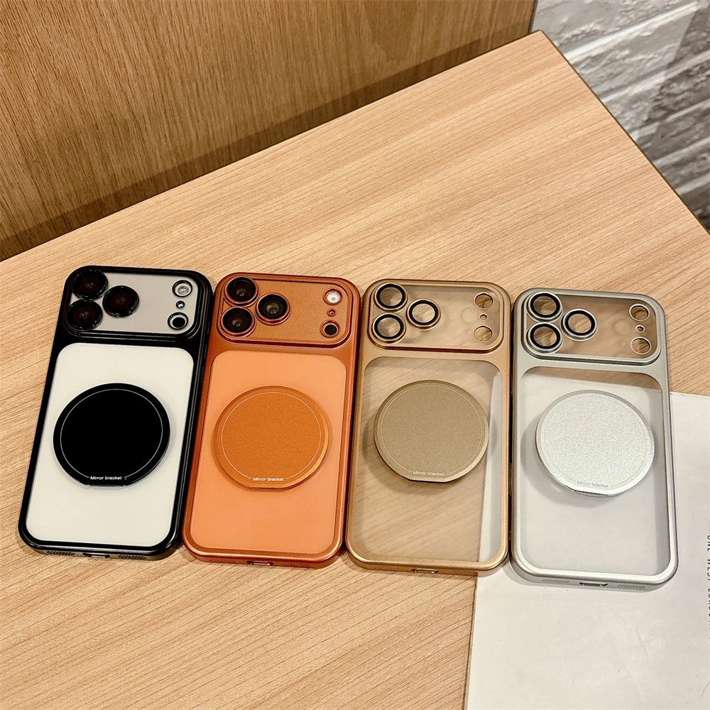 آيفون 17 قطعة ماتي تصفيح مرآة قوس الحال بالنسبة آيفون 17 16 15 14 13 12 11 برو ماكس زائد الهواء ل Magsafe المغناطيسي غطاء