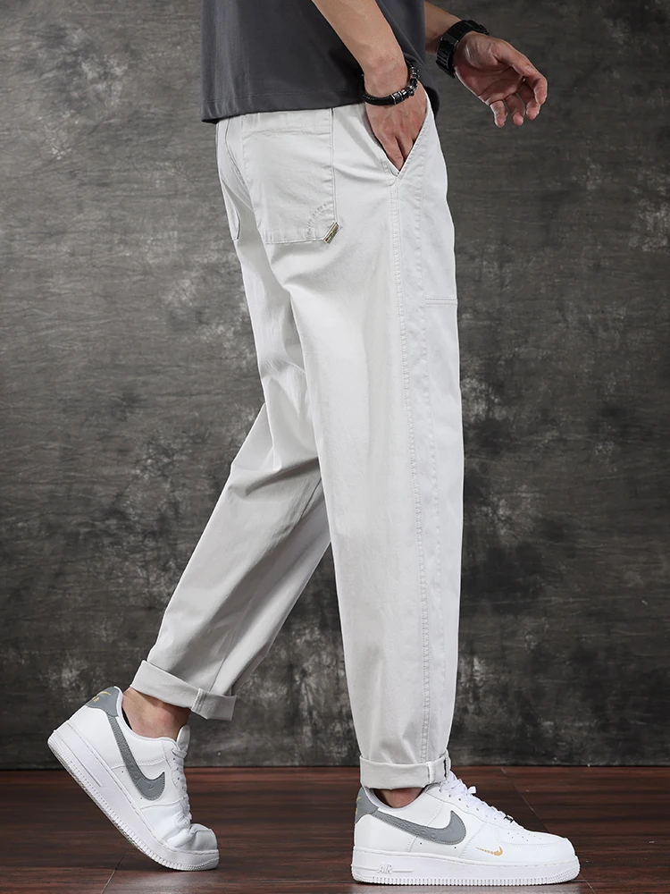 

Мужские повседневные брюки Paris ey с драпировкой, прямые брюки, рабочая одежда, осенняя новинка, свободный крой, дышащий хлопок, полиэстер