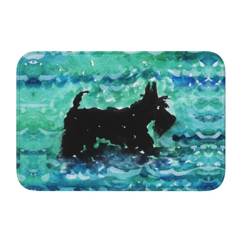 Custom Cute Scottie Dog Doormat Non-Slip Entrance Welcome Bath Kitchen Floor Door Mat Scottish Terrier Lover  Carpet Rug