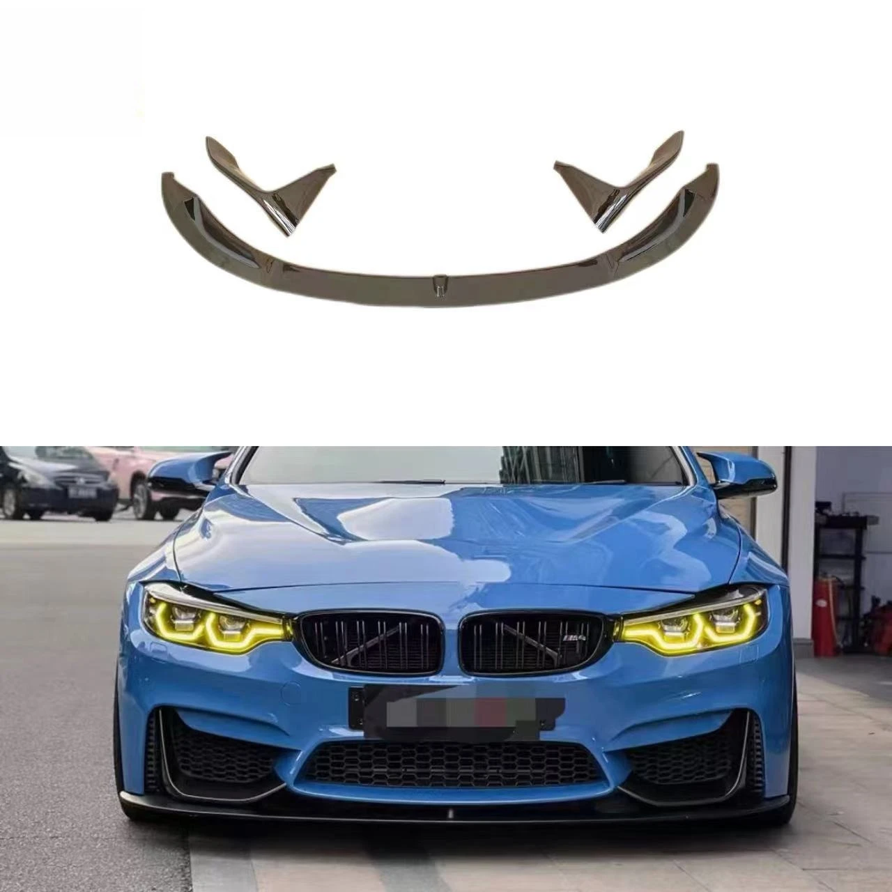 For 2014-2019 BMW M3 F80 M4 F82 F83 M Performance Style Front Lip Splitter One-Piece / Two-Piece with Corner Splitters Body Kit
