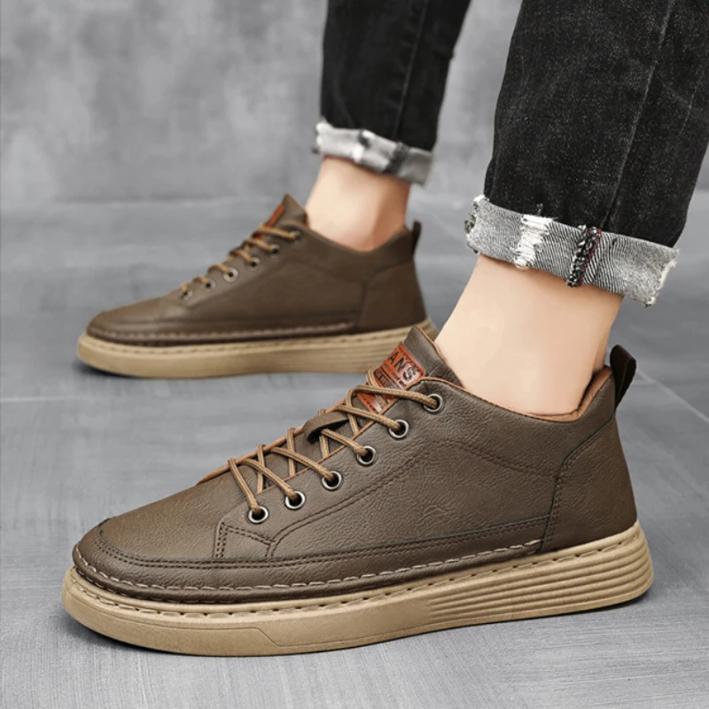 Nuevos zapatos informales para Hombre, Zapatillas vulcanizadas, zapatos de cuero de tendencia para Hombre, zapatos cómodos para correr al aire libre de diseñador, Zapatillas para Hombre