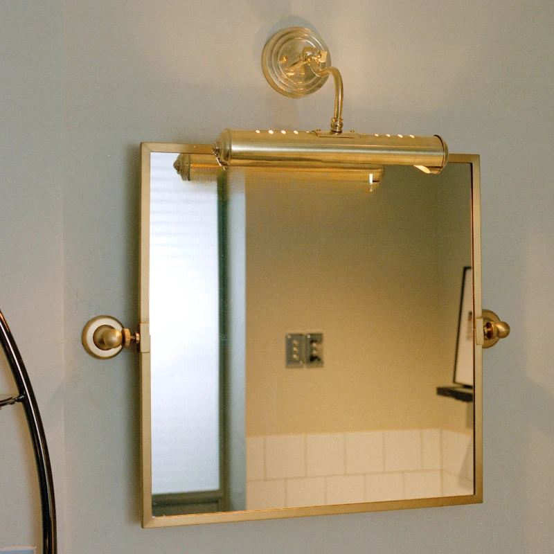

Vintage brass bathroom dressing room decoration painting, all copper mirrors, front lights