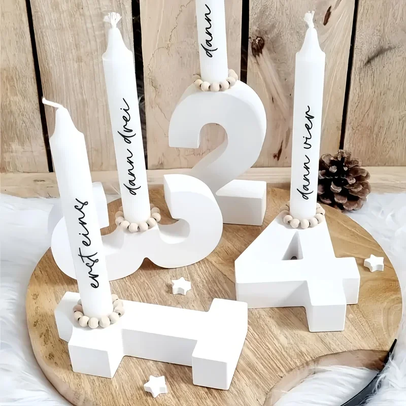 Harzgussformen 4 Stück/Set, digitale 1-4-teilige Silikonform für Duftkerzen und Kerzenhalter, Gips- und Betongussform für Kerzenhalter, geeignet für DIY handgemachte Gips-, Kerzen-, Seifen- und andere