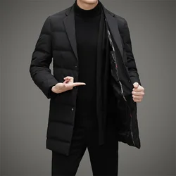 2024 Winter New Men's Suit Down Jacket Medium Long High Quality Business Leisure Down Jacket with 90% Duck Down Content