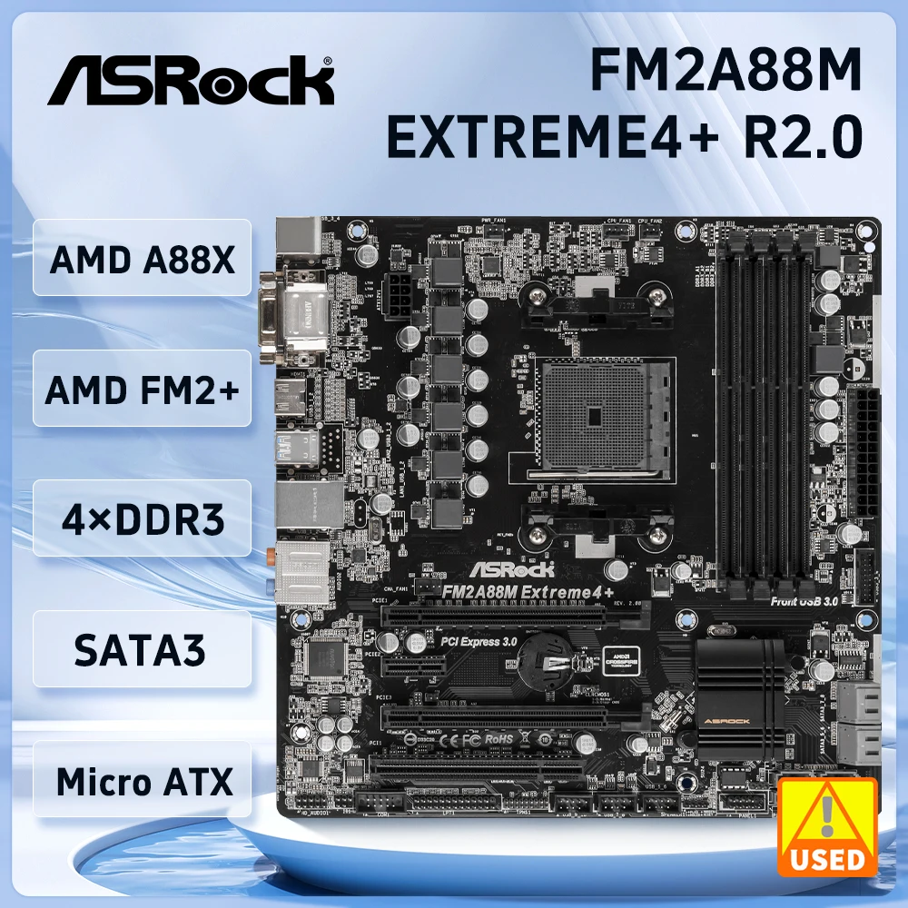 Asrock-اللوحة الأم fm2a88m extreme4 + r2.0 ، مقبس fm2 fm2 + amd a88x a88 dddr3 64gb pci-e rosata iii usb micro atx