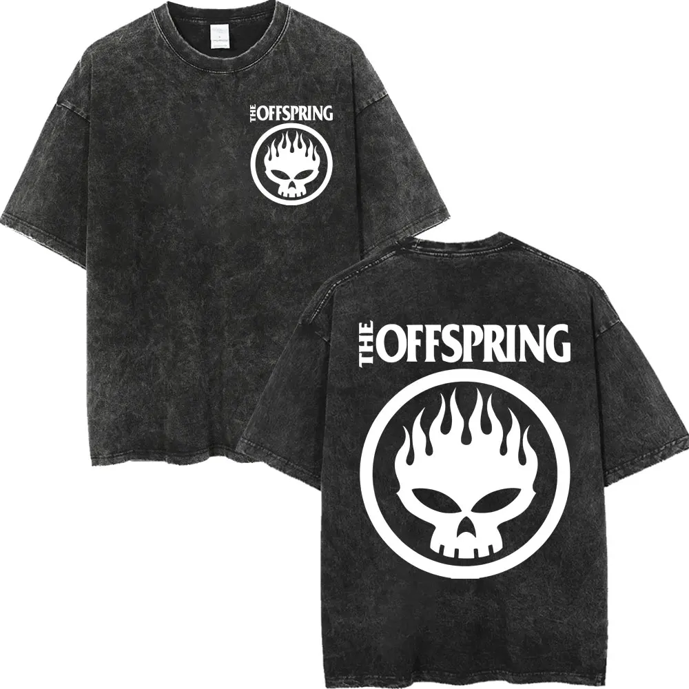 

Vintage Washed The Offspring Band Logo Print T Shirt Men Women Punk Rock Short Sleeve T-shirt Casual Fashion Oversized T-shirts
