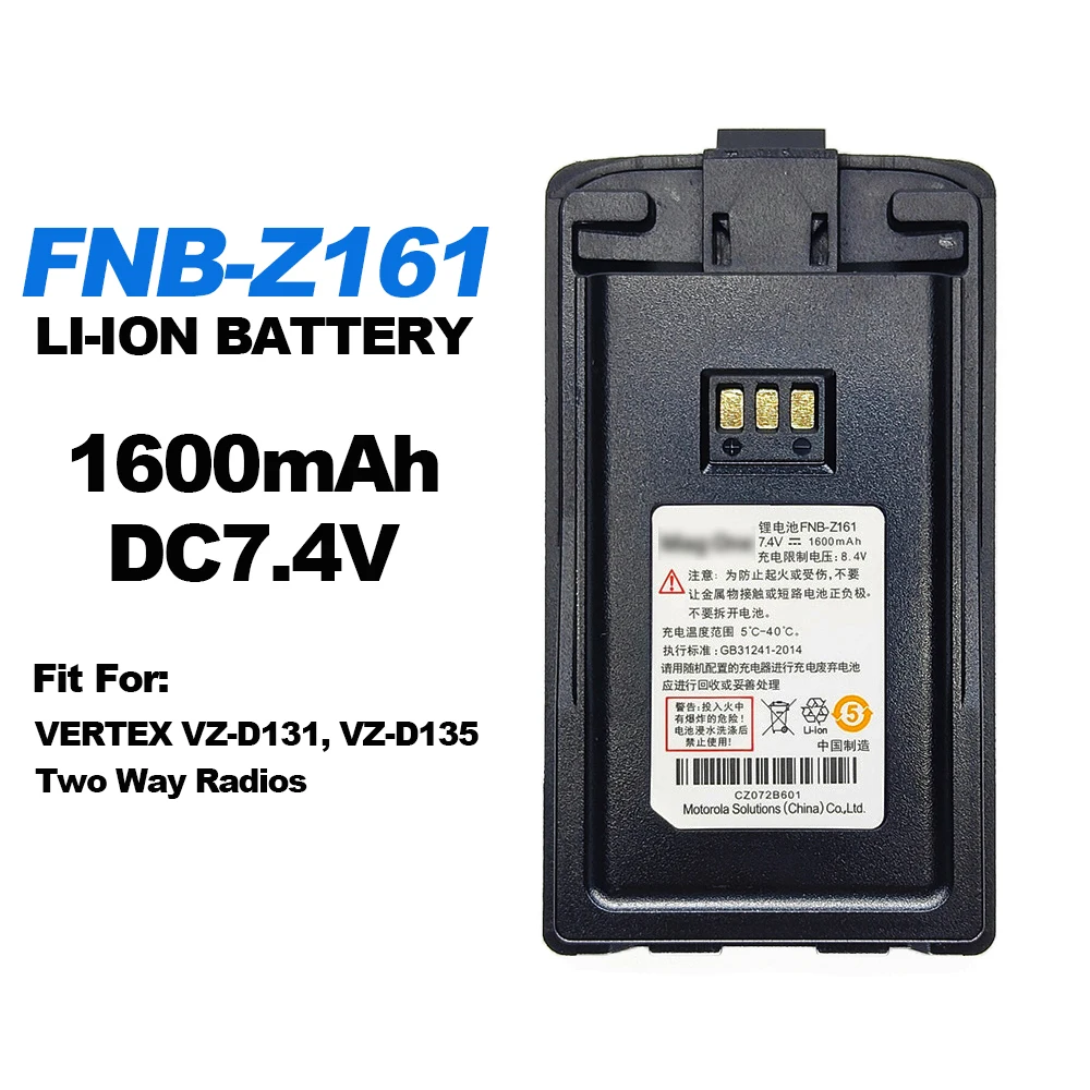 

FNB-Z161 Li-ion Battery 1600mah DC7.4V & Desktop Charger For Walkie Talkie VERTEX VZ-D131 VZ-D135 Two Way Radios Extra Accessory