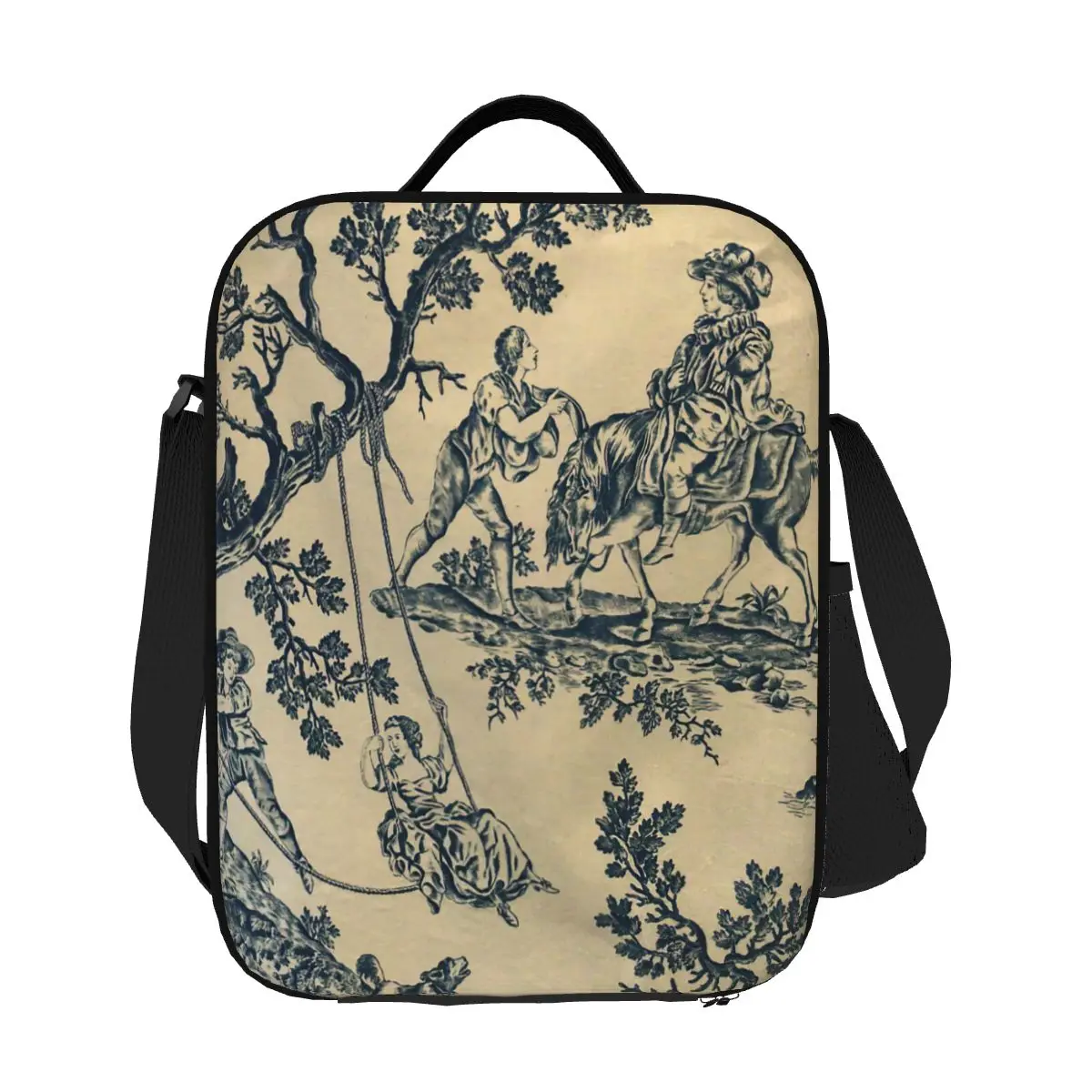 

Винтажные французские сумки для обеда с мотивом Toile De Jouy, термоизолированные сумки для обеда, женская сумка для обеда для кемпинга, коробка для еды Bento