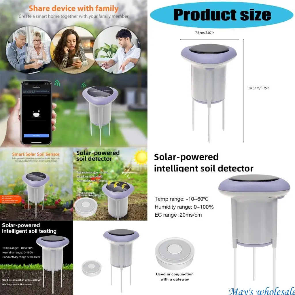 

IP66 Waterproof Soil Hygrometer Temperature Gauges Automated Irrigation System Practical Soil Moisture Meter 448A