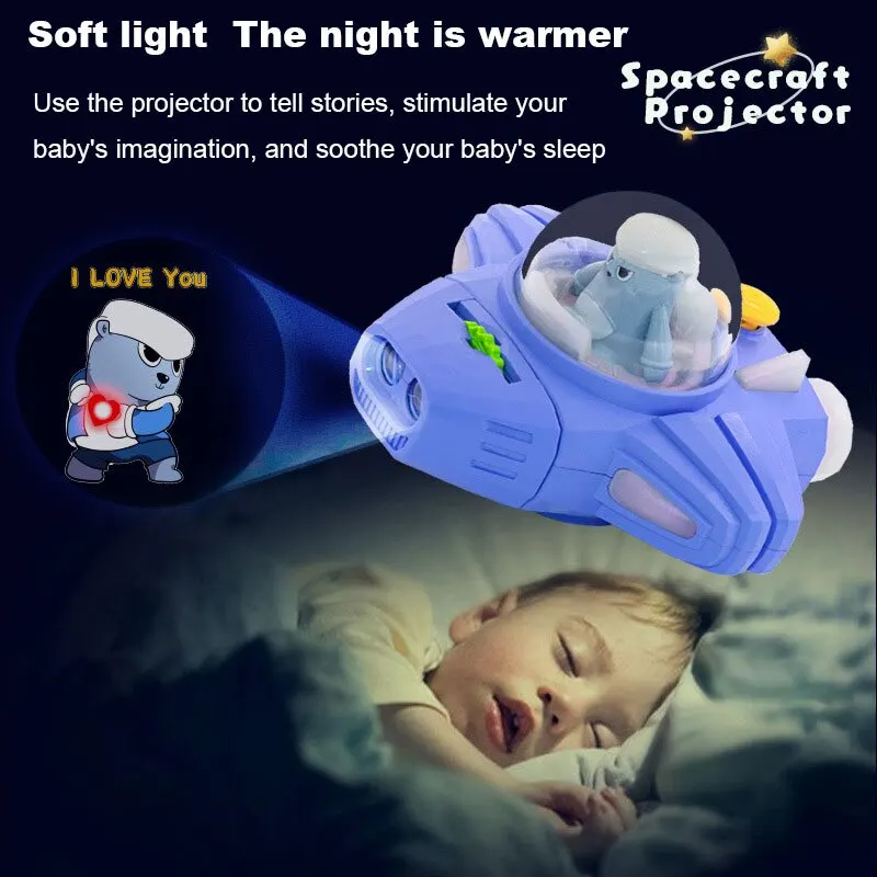 Children's UFO Fighter Projector Fun Dynamic Slideshow Light up Toys to Coax Sleep Early Education Baby Birthday Gift UFO Projec