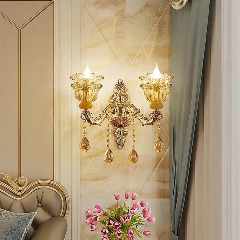 SOFEINA Luxury Crystal Wall Lamp European Living Room Bedroom Bedside Lamp Background Wall Corridor Villa Hotel Lighting image 4
