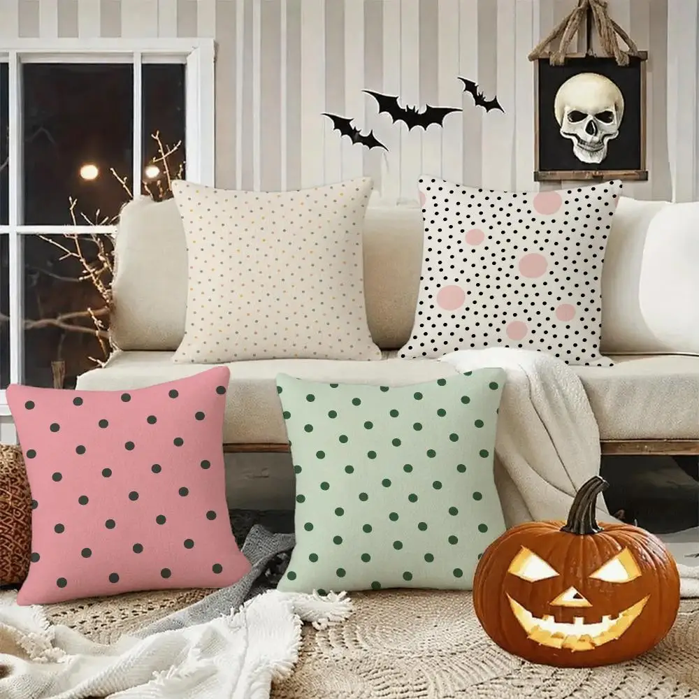 Minimal Pastel Polka Dots Cushion Cover Halloween decoration trick or treat cushion cover, ghost, pumpkin head, bat decoration