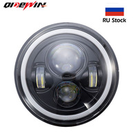 7Inch LED Headlight White Halo Angle Eyes Led Headlamp Hi/Low Turn Signal for Urban 4x4 Suzuki Samurai Jeep Wrangler Off Road