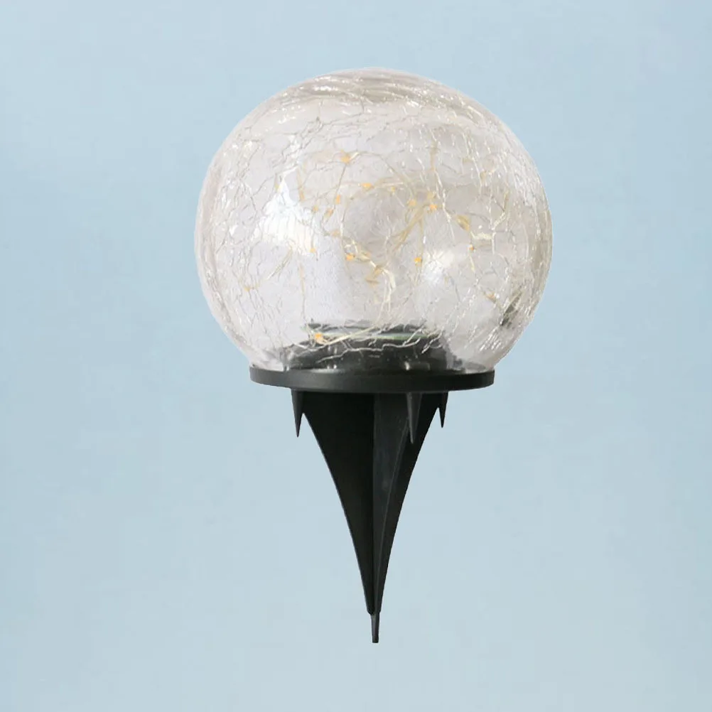 

1Pcs Solar Lawn Lamp Crackle Glass Ball Durable Waterproof Outdoor LED Garden Patio Pathway Light Warm Yellow LED Night Lamp