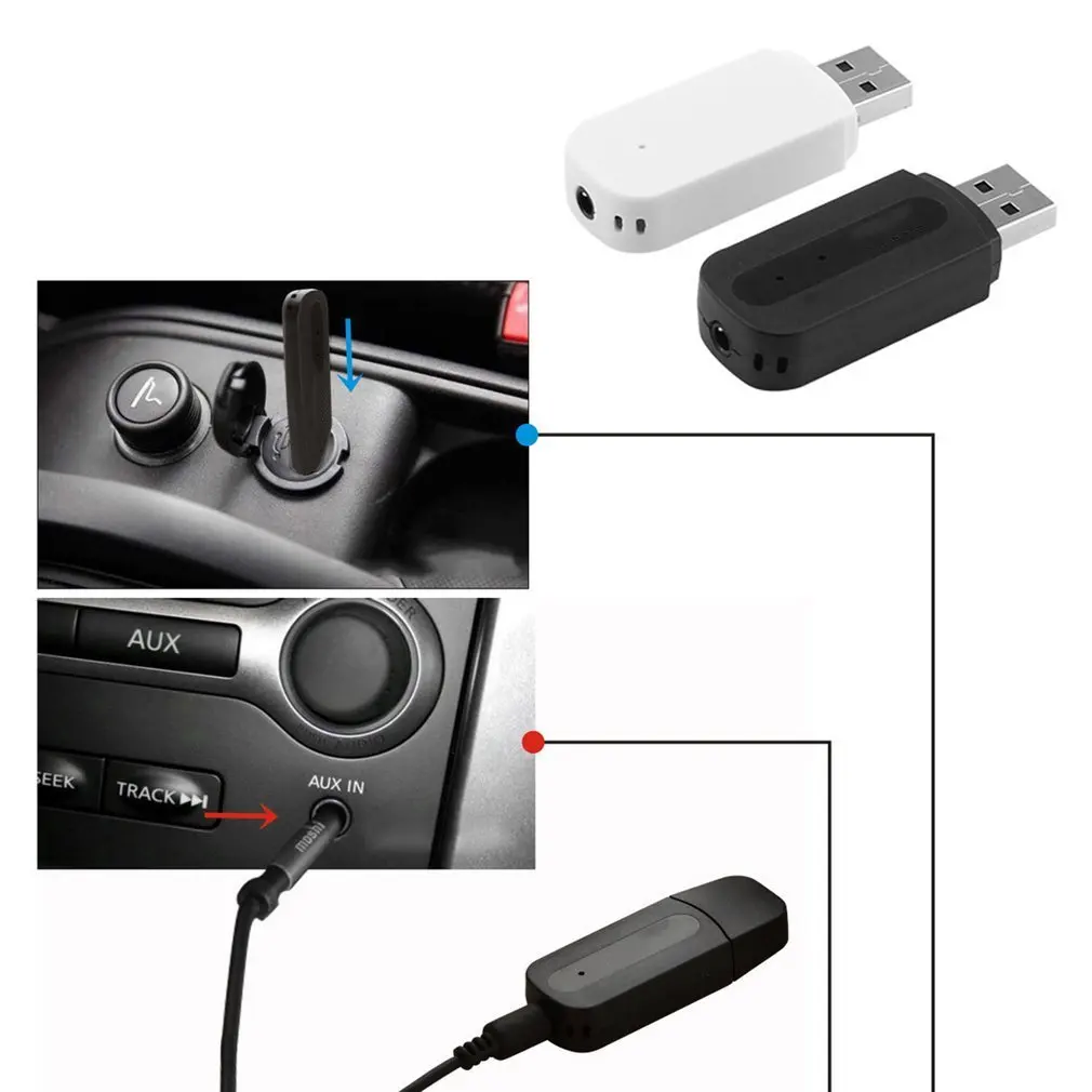 3.5mm Jack USB Bluetooth AUX Wireless Car Audio Receiver A2DP Music Receiver Adapter For Android IOS Mobile Phone Car Adapter