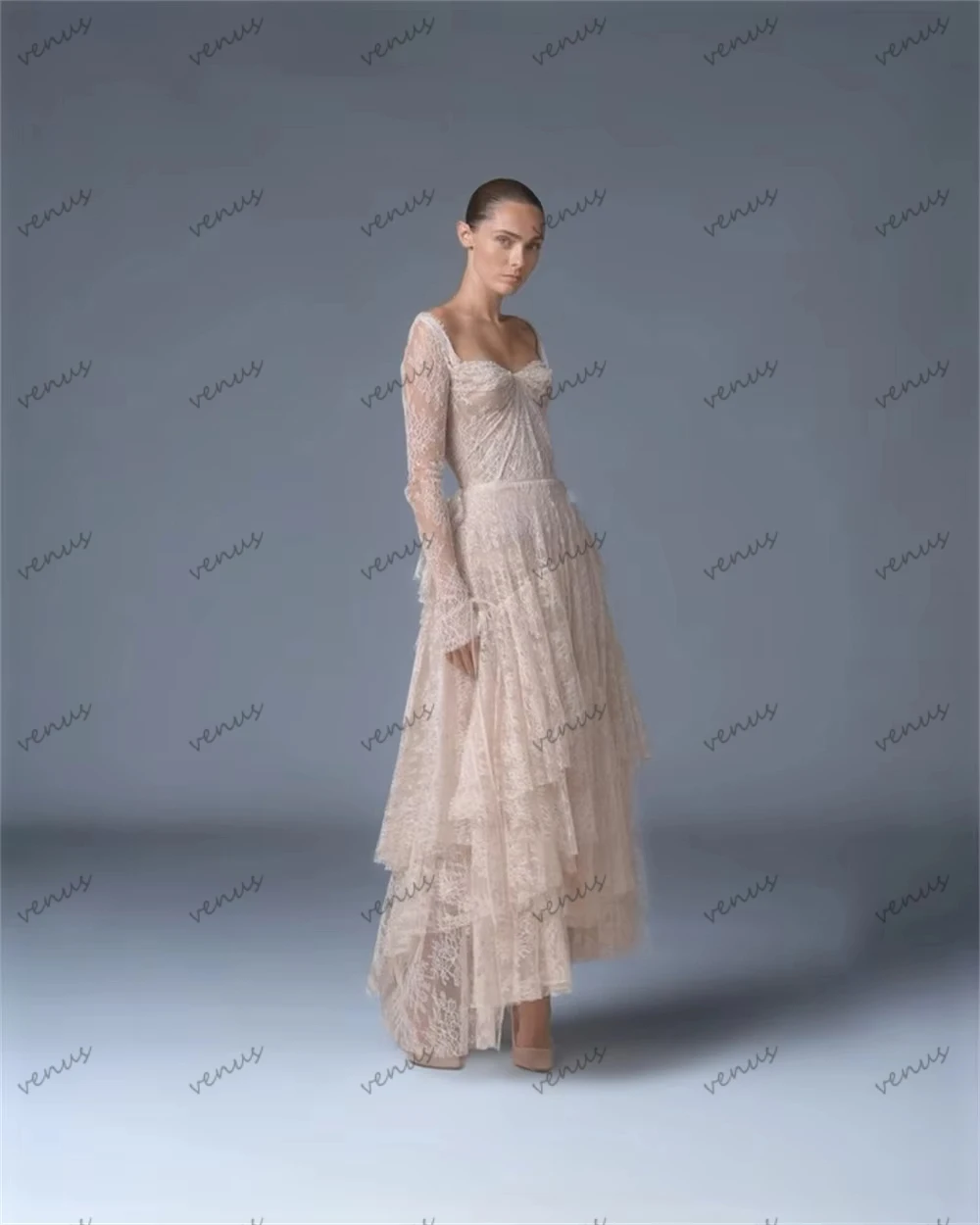 Charming Wedding Dresses A Line Bridal Gowns Lace Tiered Robes For Formal Party свадебное платье Vestidos De Novia Customized