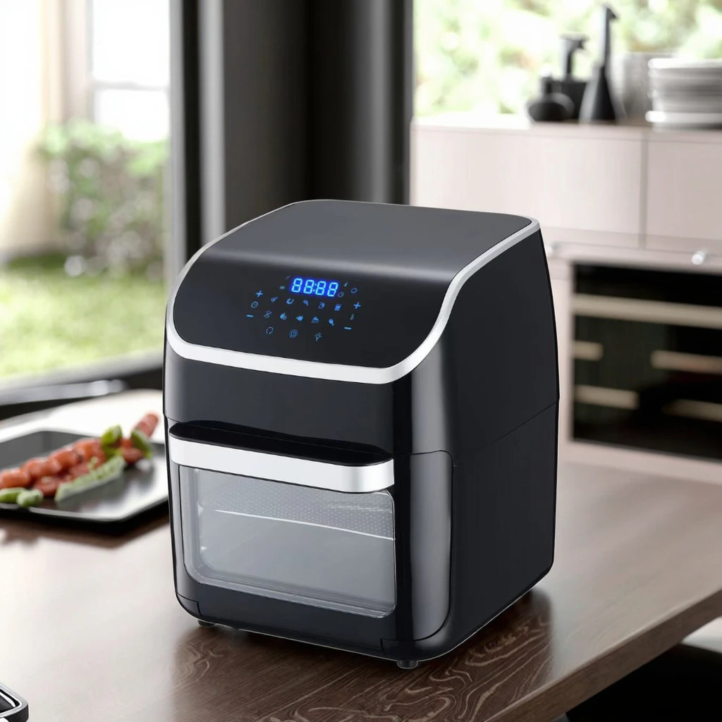 New Model 12L Single Basket Electric Air Fryer Oil-Free Smart Visible Window Square Plastic Household