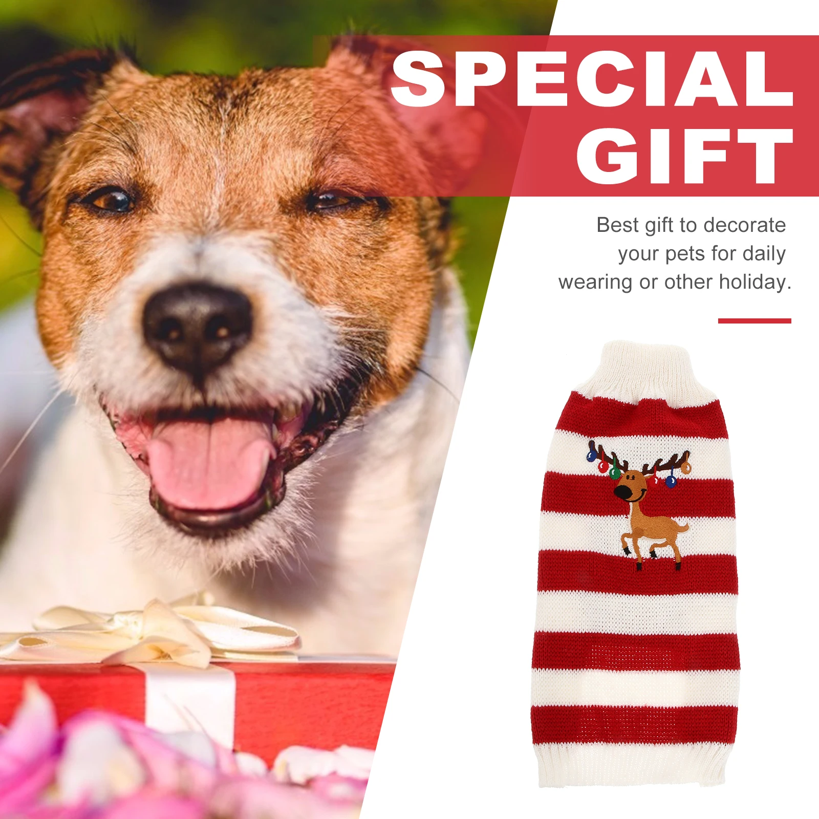 

Dog Sweater Pet Christmas Clothes Small Dogs Winter Outfits Furry Puppy Clothing Warm Elk Pattern Holiday Pullover Stylish Leg