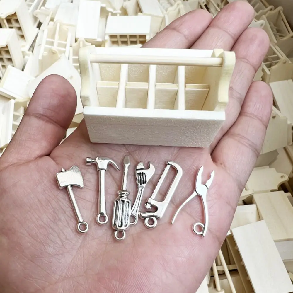 Grappige houten 1:12 poppenhuis mini gereedschapskist DIY pop meubelaccessoires speelgoed cadeau kinderen