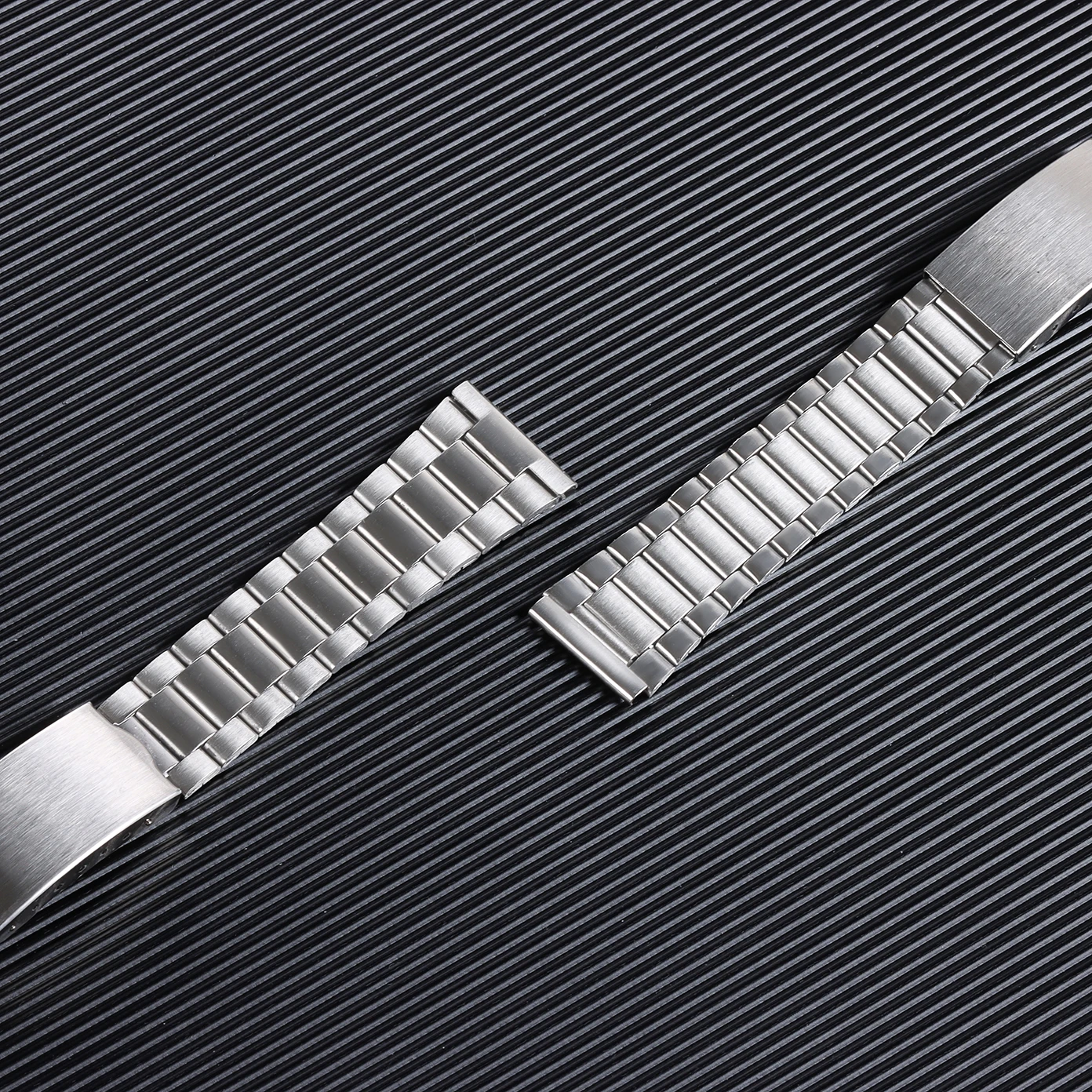 Silver Gold Metal Folding Buckle Stainless Steel Piece Watch Band 12mm 14mm 18mm 20mm Strap Wrist Bracelet 3 Beads Replacement