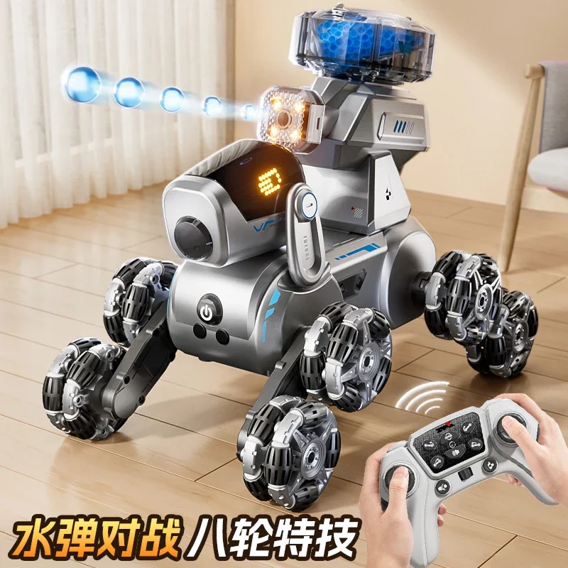 Eight-wheel stunt remote control car launches water bomb robot dog children's toy boy gesture induction