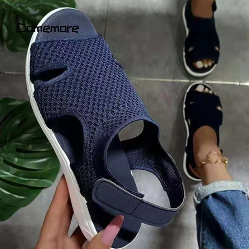 Comemore Flat Shoes Casual Woman Ladies Beach Woman Espadrilles Large Size 43 44 45 2024 Summer Women Men Sandals Free Shipping