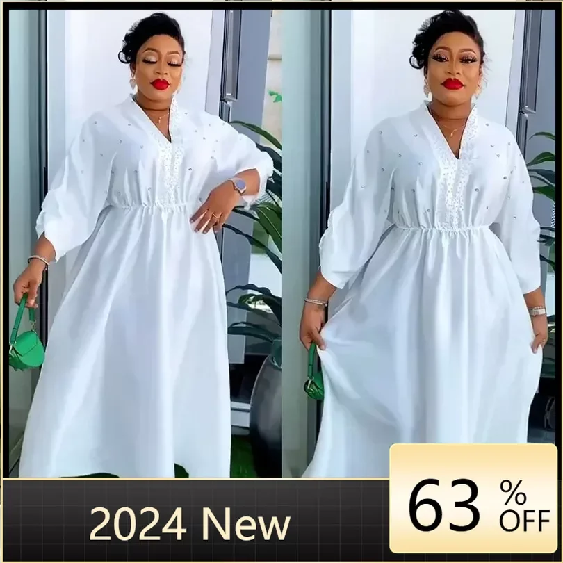 2024 Luxury African Long Dress for Women Elegant Lady Wedding Evening Party Dresses Plus Size Spring Africa High Waist Clothes