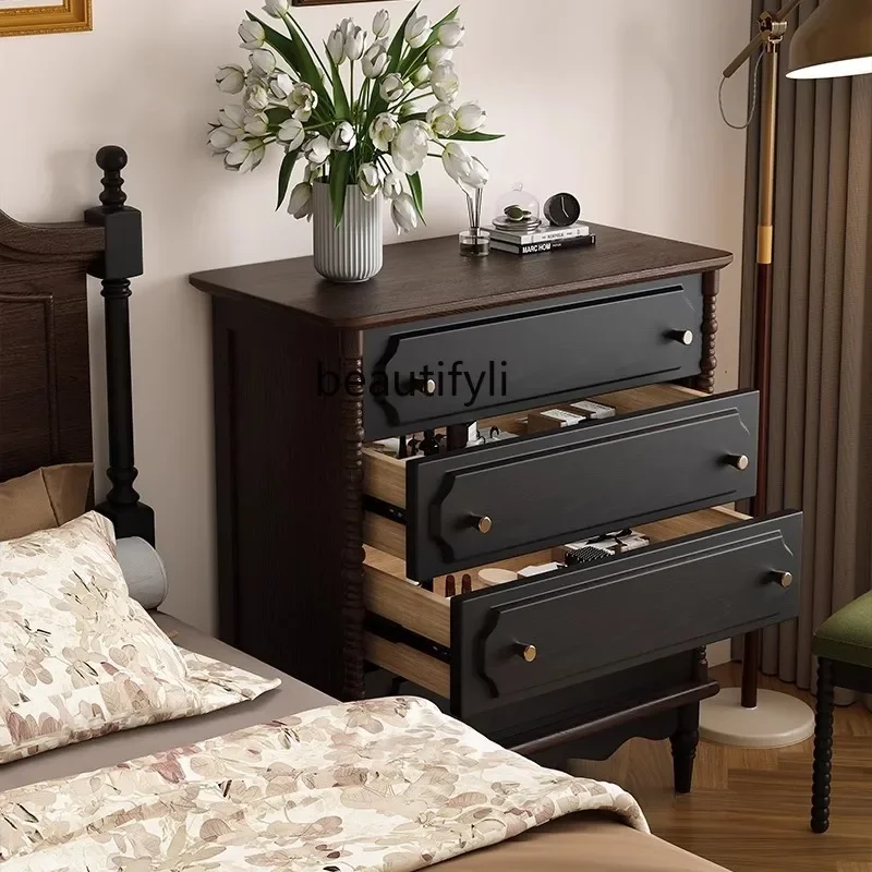 French retro, American storage, solid wood five buckets, bedroom storage, four chest of drawers