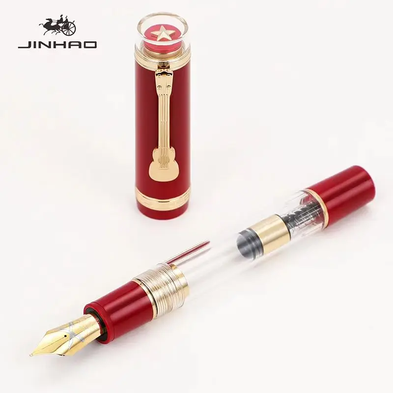 Jinhao 1935 Füll federhalter transparent rot Spin f/m Feder Briefpapier Büro Schul bedarf schreiben Geschenk Tinte Stift