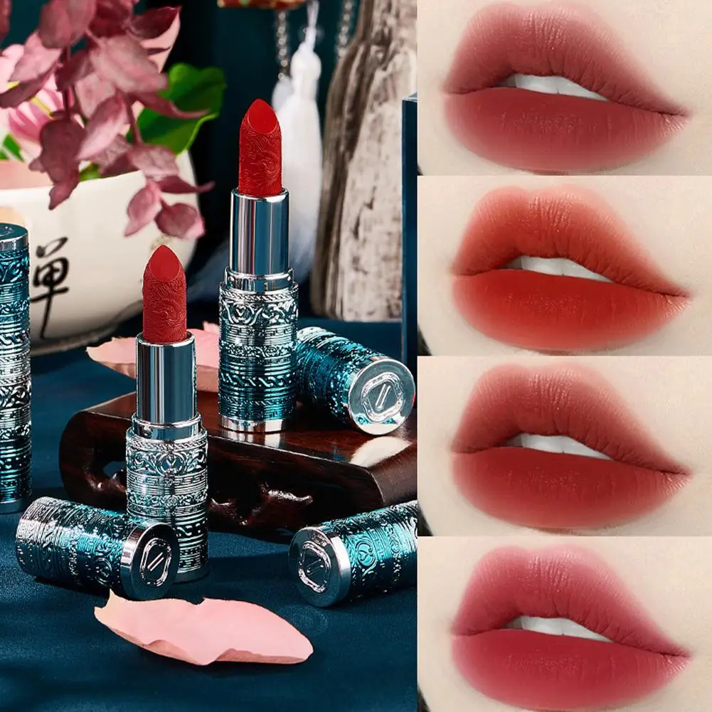

Carved Lipstick Portable Matte Long Lasting Waterproof Balm Moisturizing Cup Lip Lips Lipstick Makeup Sexy Nude Non-Stick T8M0