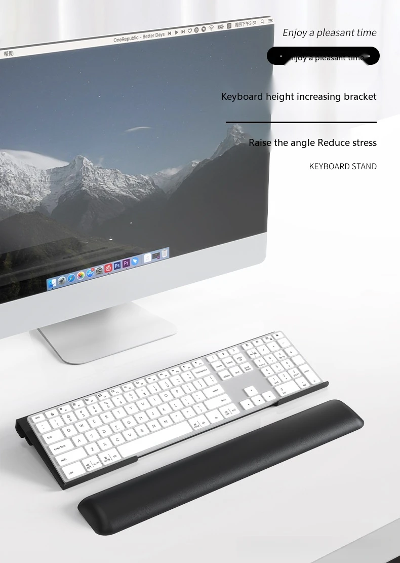 Acryl-Tastaturständer Z-Form Neigbarer Desktop-Ständer mit Handgelenkauflage für Mechanische Tastaturen Transparent Schwarz – Detail 1